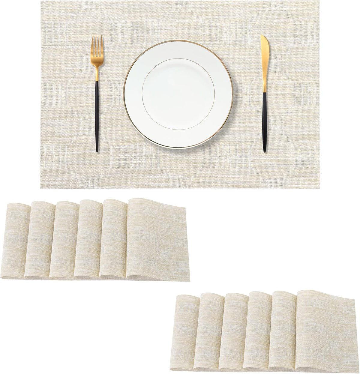 Leetaltree Wheat Placemats Set of 12 - Heat Resistant Non-Slip Place mats for Dining Table