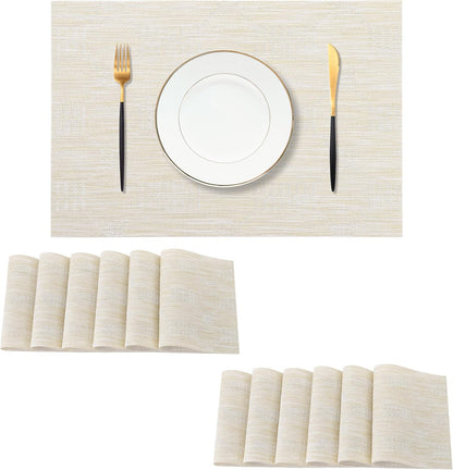 Leetaltree Wheat Placemats Set of 12 - Heat Resistant Non-Slip Place mats for Dining Table