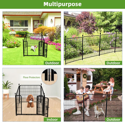 ADAVIN Dog Playpen Outdoor, 24in(H) x 9.8Ft(L) 4 Panels Animal Fence for Yard, Low Threshold