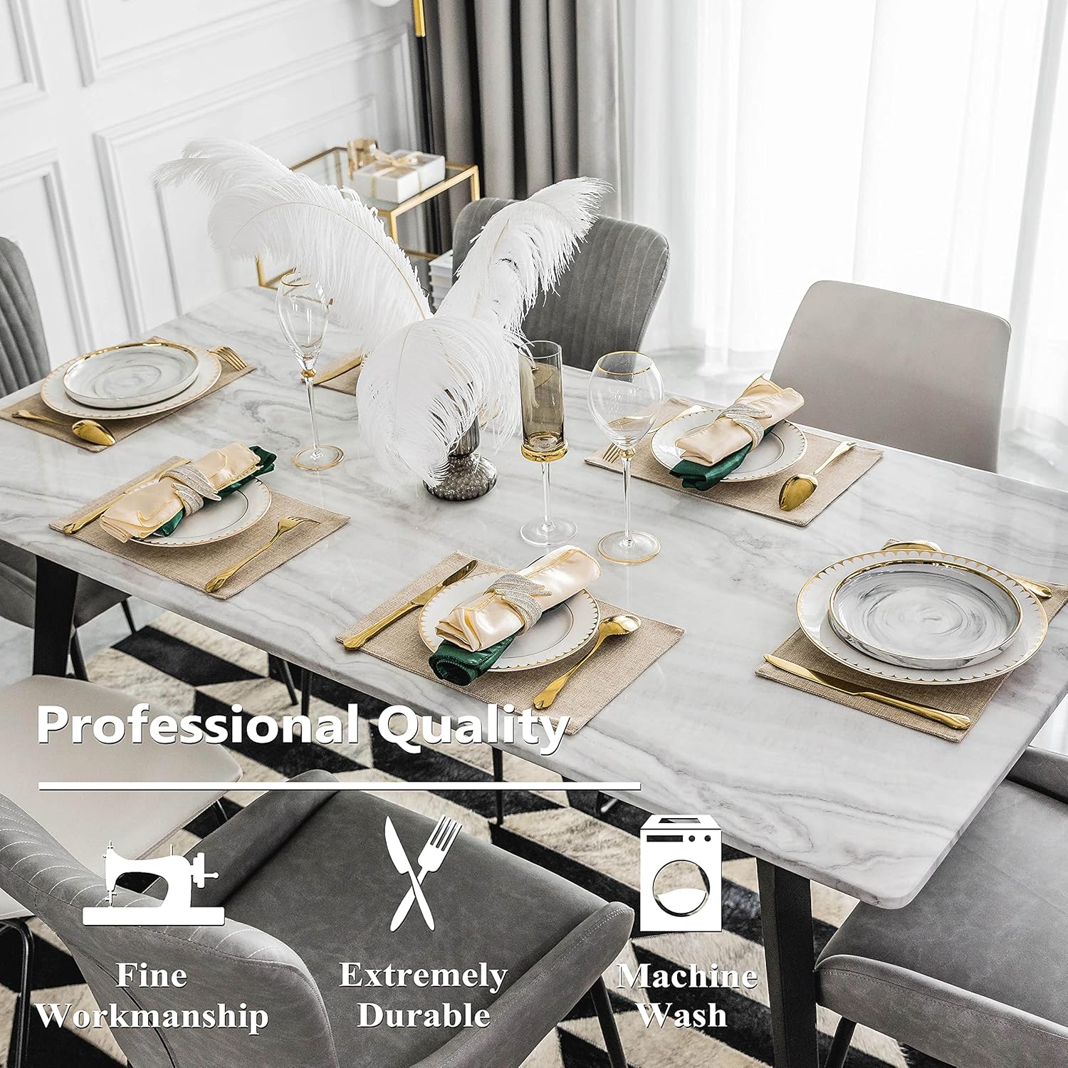 Home Brilliant Placemats Set of 4 Heat Resistant Dining Table Place Mats Plate Mat Cloth Placemats
