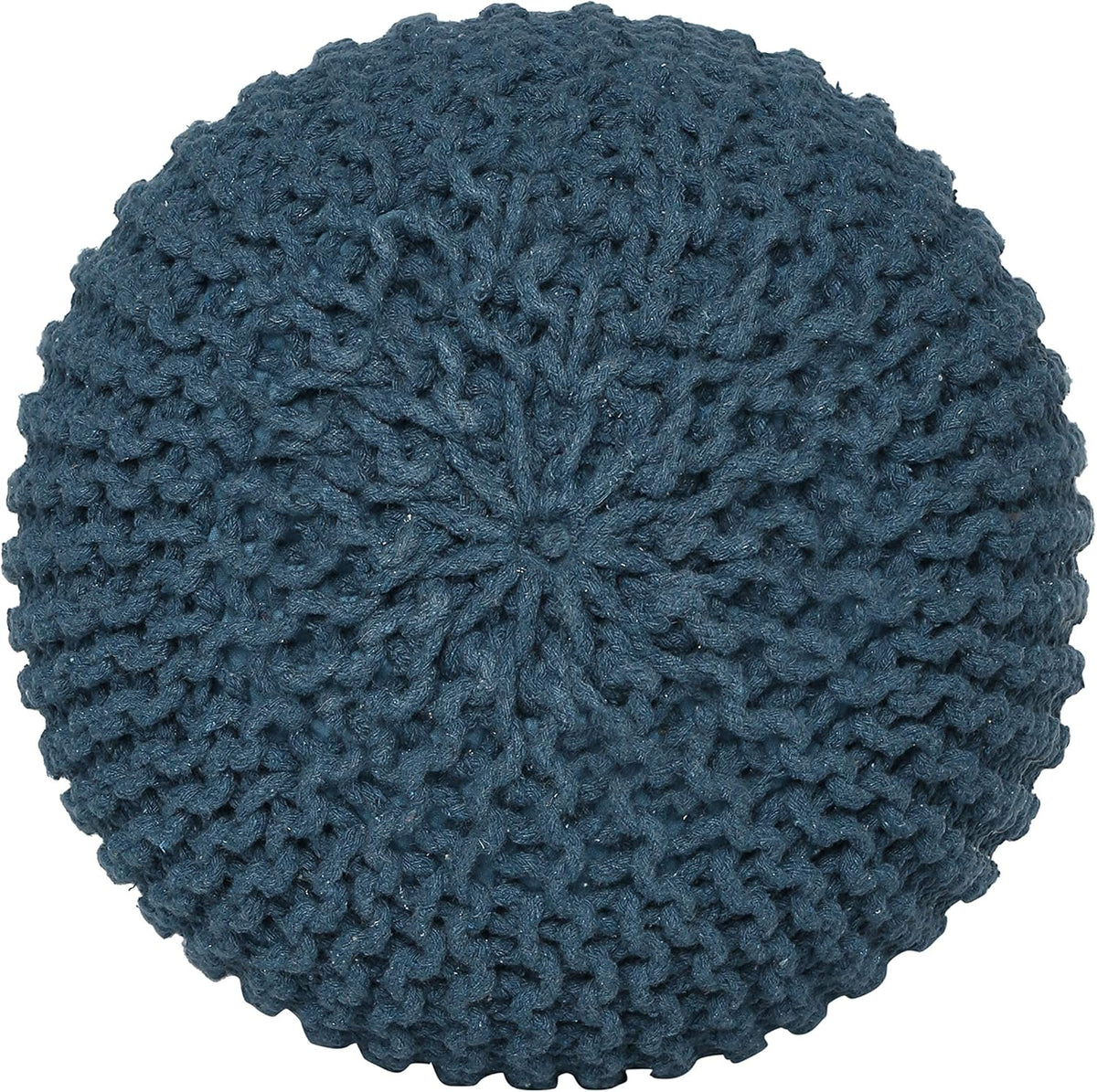 REDEARTH Round Pouf Bean Bag Ottoman - Foot Stool Hand Knitted - Home Decor Pouffe Stuffed - Cable