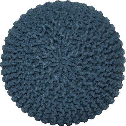 REDEARTH Round Pouf Bean Bag Ottoman - Foot Stool Hand Knitted - Home Decor Pouffe Stuffed - Cable