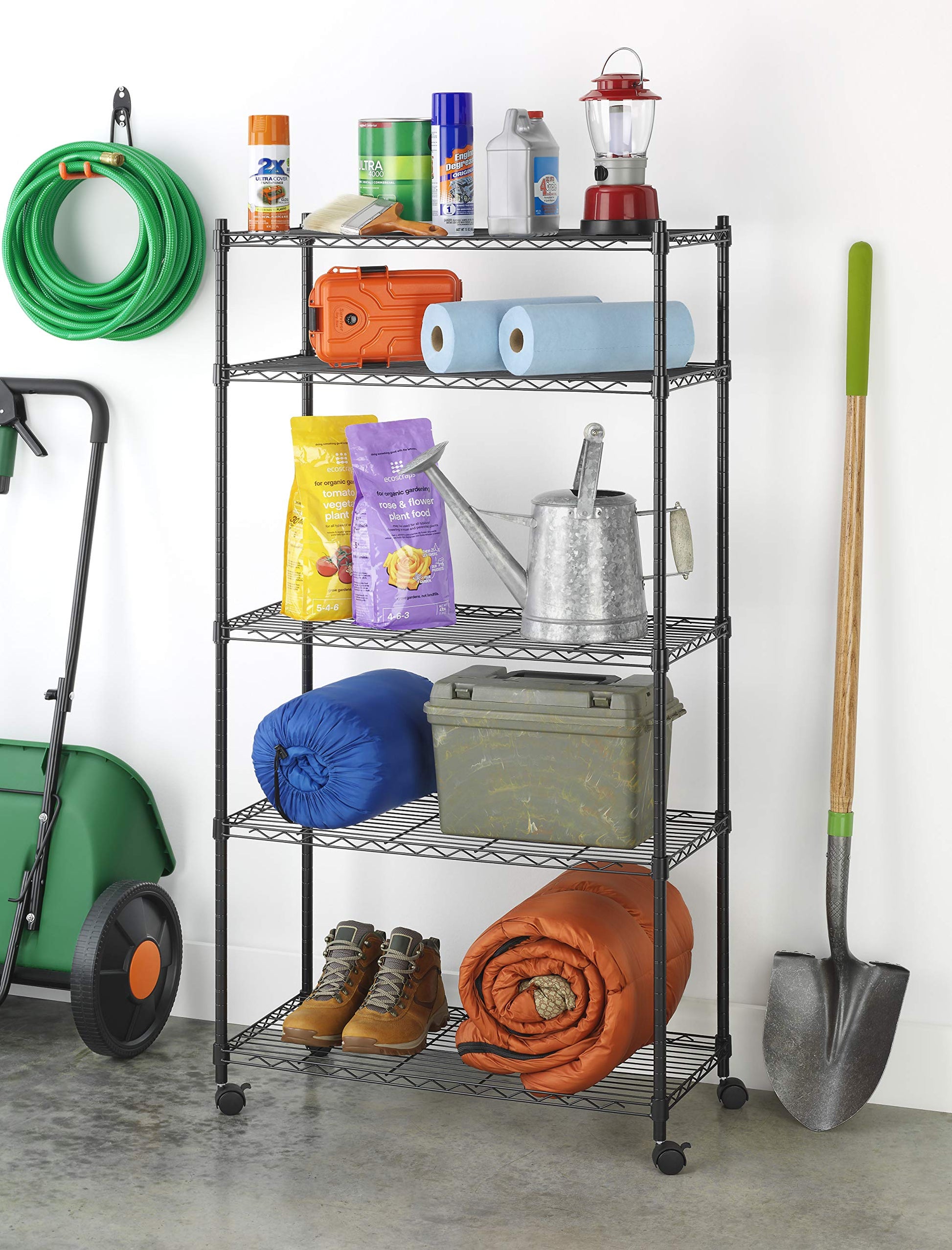 Whitmor 5 Tier Supreme Shelving Unit, Metal Storage Shelves, Adjustable Heavy Duty Shelf with
