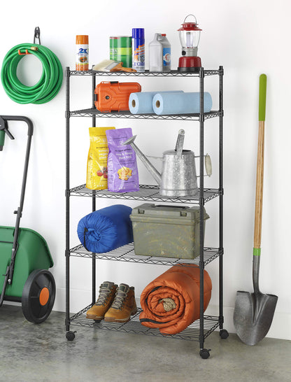 Whitmor 5 Tier Supreme Shelving Unit, Metal Storage Shelves, Adjustable Heavy Duty Shelf with