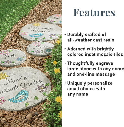 Let's Make Memories Personalized Mosaic Garden Stone - for Grandma, Mom - Large Stone - Personalize