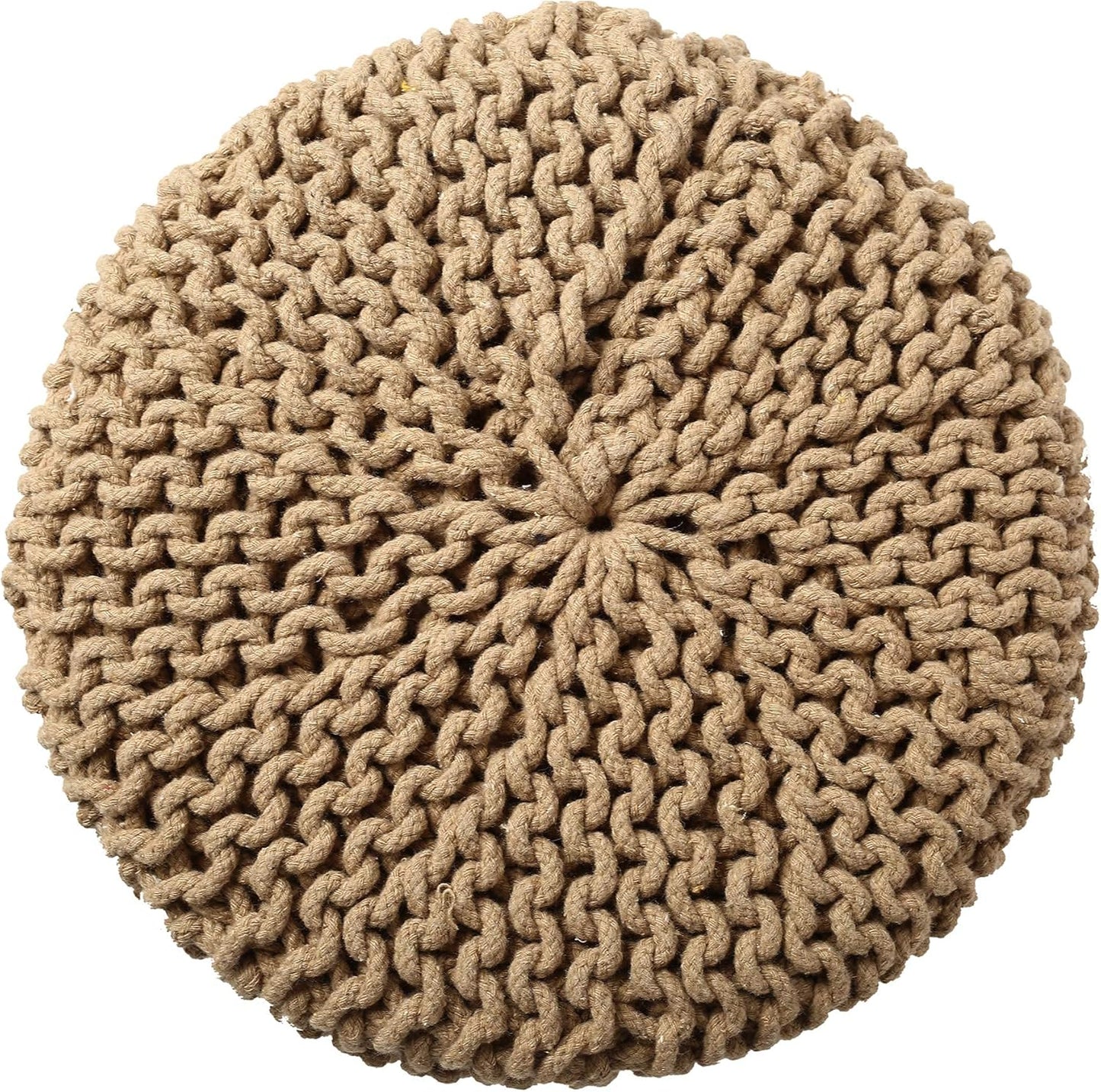 REDEARTH Pouf Ottoman - Cylindrical Knitted Poof - Cord Boho Pouffe - Cotton Round Foot Stool Puff