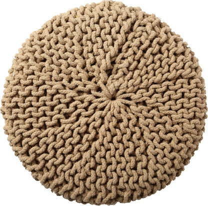 REDEARTH Pouf Ottoman - Cylindrical Knitted Poof - Cord Boho Pouffe - Cotton Round Foot Stool Puff