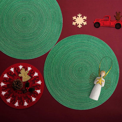AHHFSMEI Round Braided Placemats Set of 6 Round Table Mats for Dining Tables Natural Woven Heat