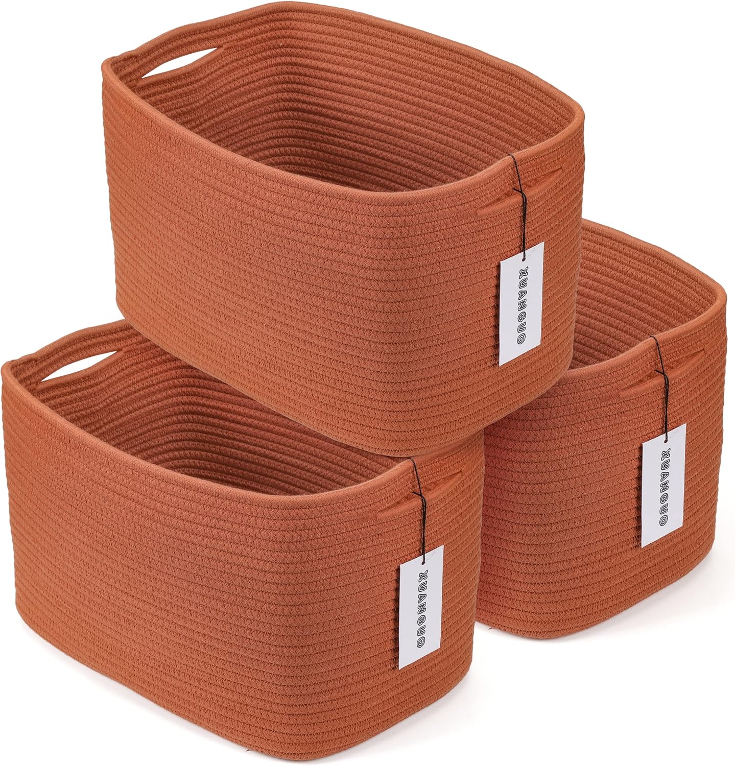 Cotton Rope storage Basket Bins Woven Basket for Organizing Shelves Rectangle Decorative Baskets