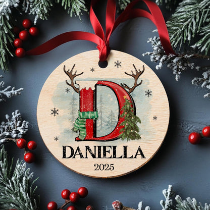 Personalized Christmas Ornaments 2025 - Custom Ceramic Initial & Name Tree Decor - Monogrammed