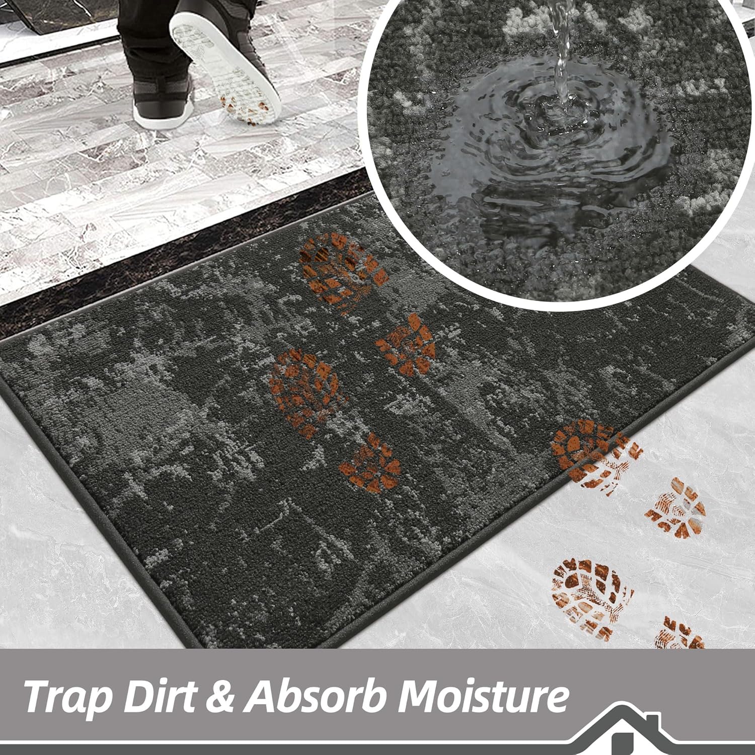 BEQHAUSE Dirt Trapper Door Mat 32"x48" Non-Slip Door Mats Washable Entryway Rugs Stain Resistant