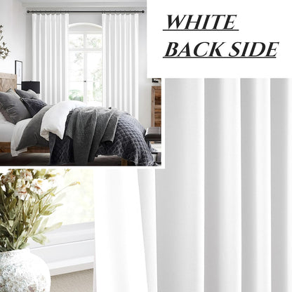 Solid White Blackout Varil Drapes 84 Inch Length 2 Panels Set for Bedroom, Modern Pinch Pleated