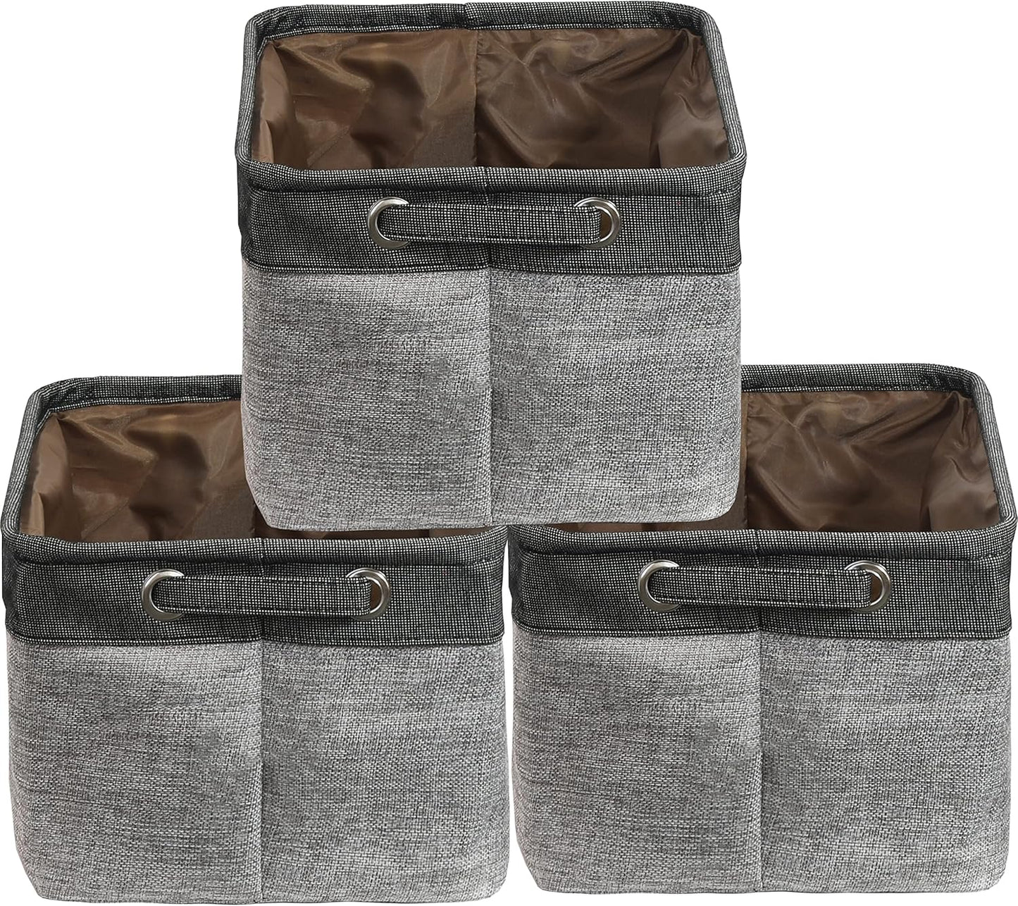 SIMPLE HOUSEWARE Large Fabric Storage Bin, 14.4" x 10" with Handles, 3-Pack, Foldable Organizer for
