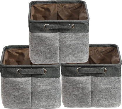 SIMPLE HOUSEWARE Large Fabric Storage Bin, 14.4" x 10" with Handles, 3-Pack, Foldable Organizer for