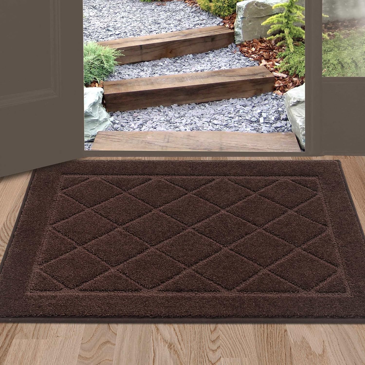 BEQHAUSE Dirt Trapper Door Mat 24" x 36", Doormat Non-Slip Entryway Rugs Washable, Dog Door Mat