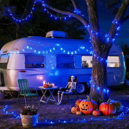 JMEXSUSS Connectable 100 LED Blue Christmas Lights Clear Wire, 8 Modes Blue Christmas Tree Lights