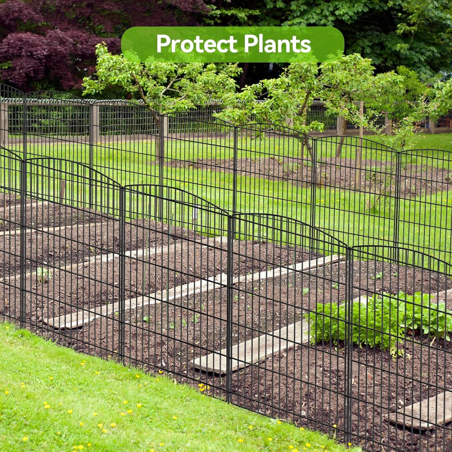INJOPEXI Decorative Garden Fence 12 Panels 23.6ft (L)×36in (H) Garden Fences with 12 Panels