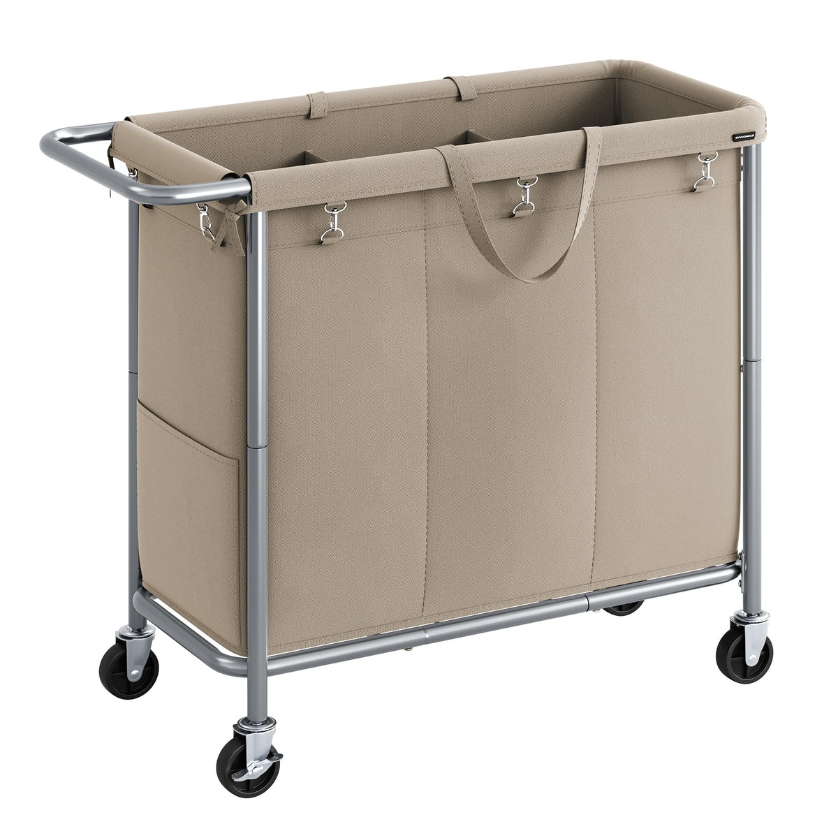 SONGMICS Laundry Basket with Wheels, 3-Section, 52.7 Gallons (199.5 L)