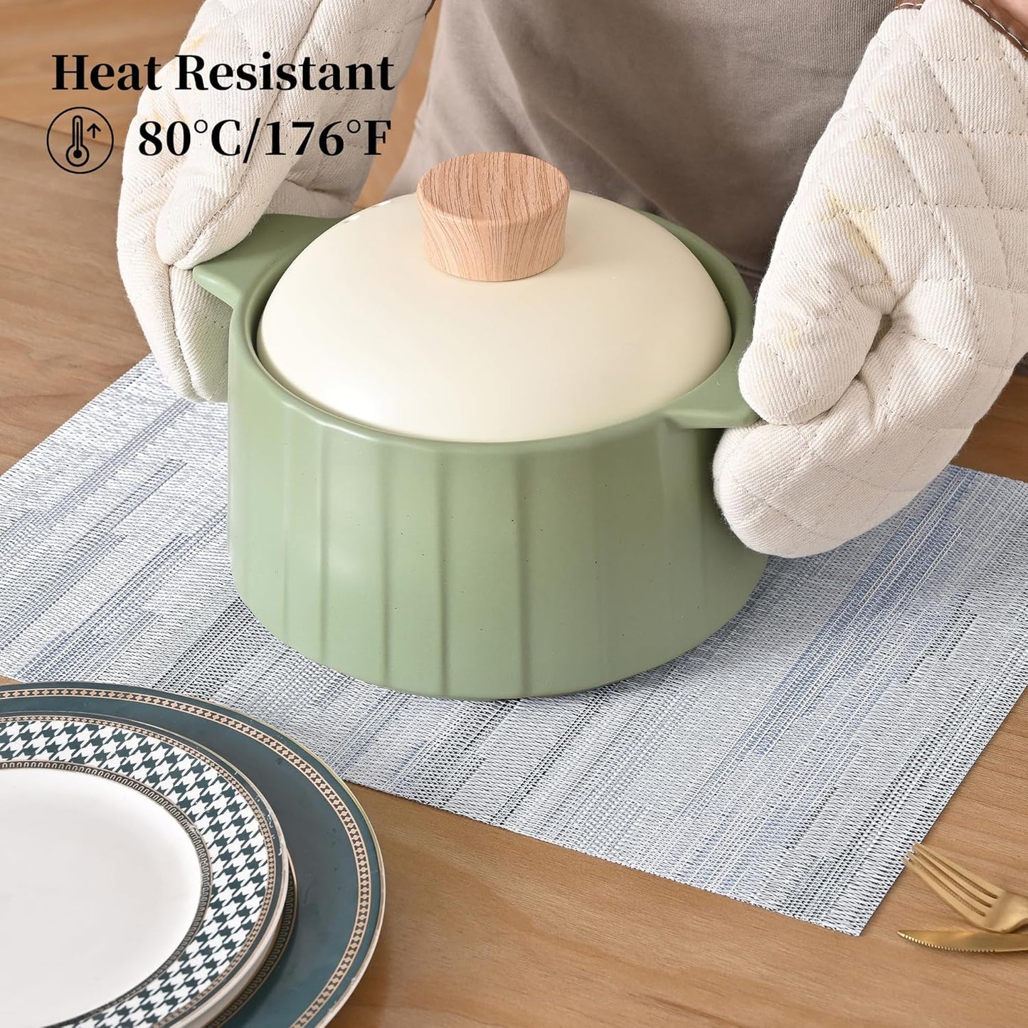Leetaltree LightSteel Blue Placemats Set of 6 - Heat Resistant Non-Slip Place mats for Dining