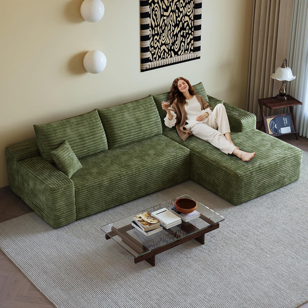 108" Sectional Couches for Living Room Modern Modular Sofa with L-Shape Couchs Upholstered Boneless