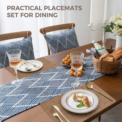 Vinyl Placemats Set of 6, Faux Leather Waterproof and Heat Resistant Place Mats, Washable Anti-Slip