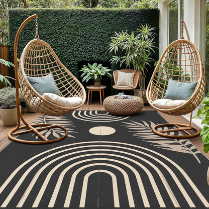 GENIMO Outdoor Rug 8' x 10' Waterproof for Patio Clearance, Reversible Lightweight Plastic Straw