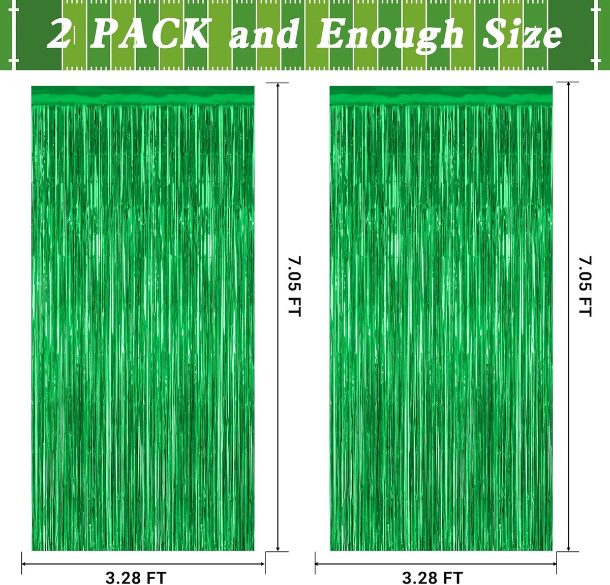 12 Pack Party Decorations, 3.28 FT x 7.05 FT Green Streamer, Metallic Birthday Backdrop Foil Fringe