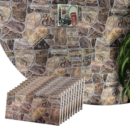Dundee Deco 3D Wall Panels - Cladding, Shades of Brown Grey Stone Look Wall Paneling, Styrofoam