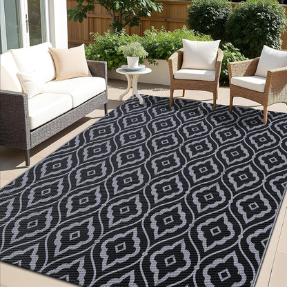 OLANLY Outdoor Rug 6x9 ft Waterproof, Outdoor Plastic Straw Rug with Geometric Pattern Clearance