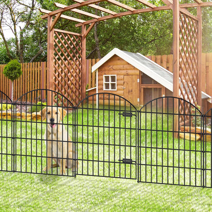 Metal Garden Fence with Gate 36in (H) x 23.3ft (L), 1 Gate+ 9 Panels Dog Fence Border Fence Animal