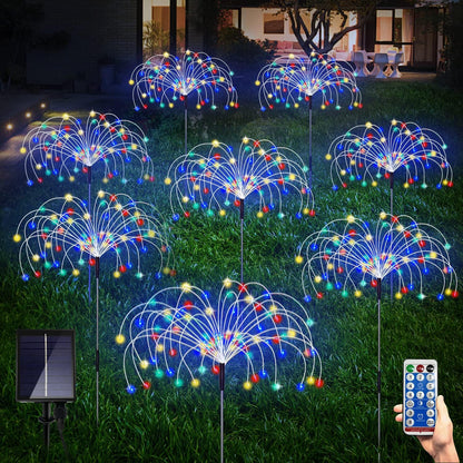 Solar Garden Firework Lights Outdoor 8 Pack, 8 Modes, 120 LED Waterproof Copper Wire DIY Solar
