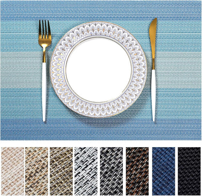 LEXMORE Placemats Set of 6 Vinyl/Plastic Woven Place Mats for Kitchen Table Indoor/Outdoor Washable