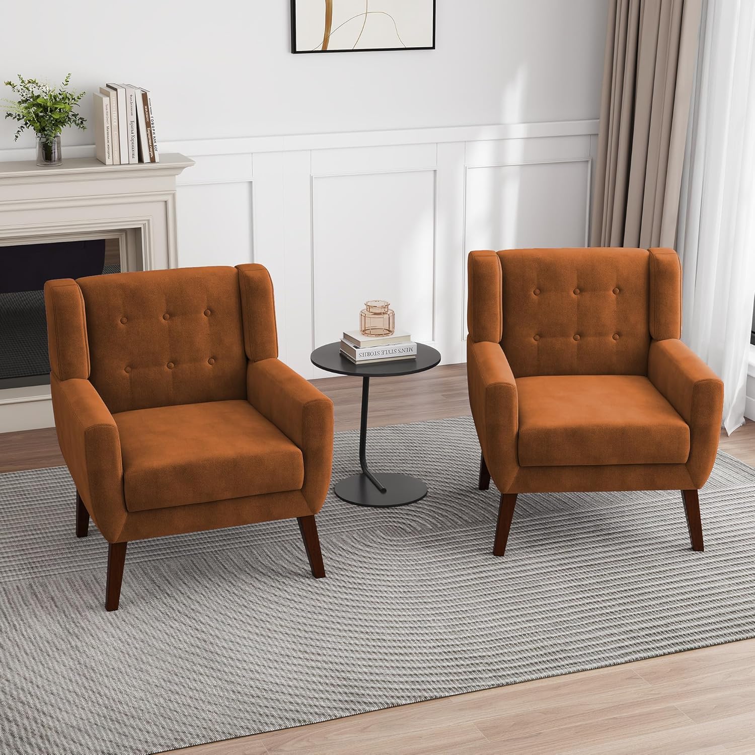 UIXE Accent Chair, Velvet Upholstered Armchair for Living Room, Modern Club Arm Chairs Comfy Single