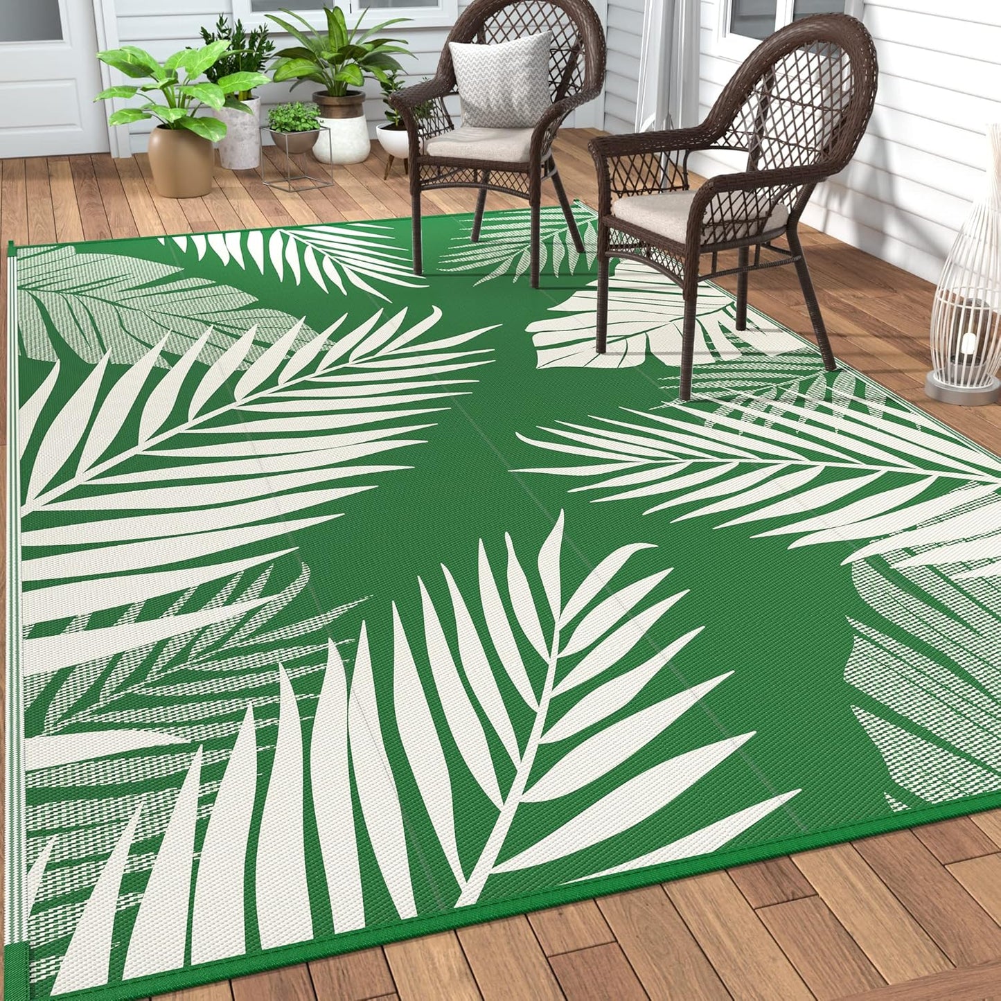 GENIMO Outdoor Rug 6' x 9' Waterproof for Patios Clearance, Reversible Outdoor Plastic Straw