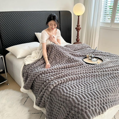 UKELER Sherpa Throw Blanket 60 × 80 inch, 470 GSM Striped Sherpa Fleece Blanket for All Season