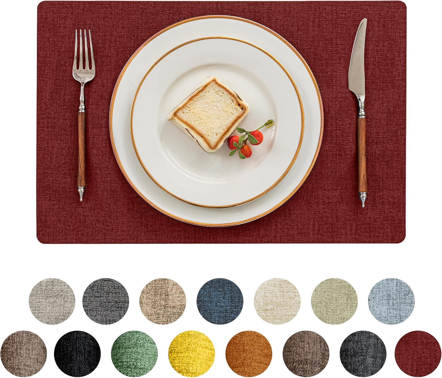 Romanstile Vinyl Placemats Set of 6-12 X 18 Inch - Heat Resistant Place Mats 100% Waterproof