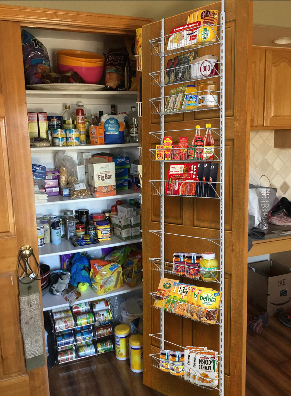 Home-Complete Pantry Over The Door Spice and Jar Rack Organizer - Great Storage Space for Cabinets