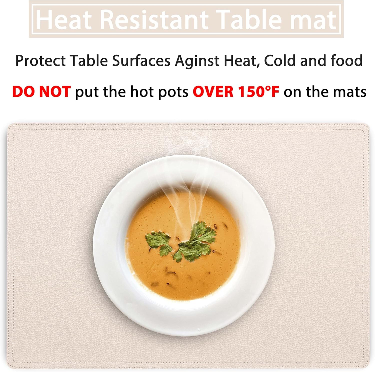 Set of 6 Faux Leather Placemats, PU Table Mats, Waterproof, Stain Resistant, Heat Resistant