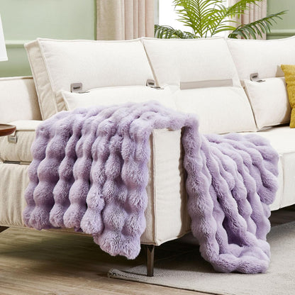 DREAMNINE Decorative Soft Fuzzy Faux Fur Throw Blanket for Couch Sofa 50" x 60", Reversible Plush