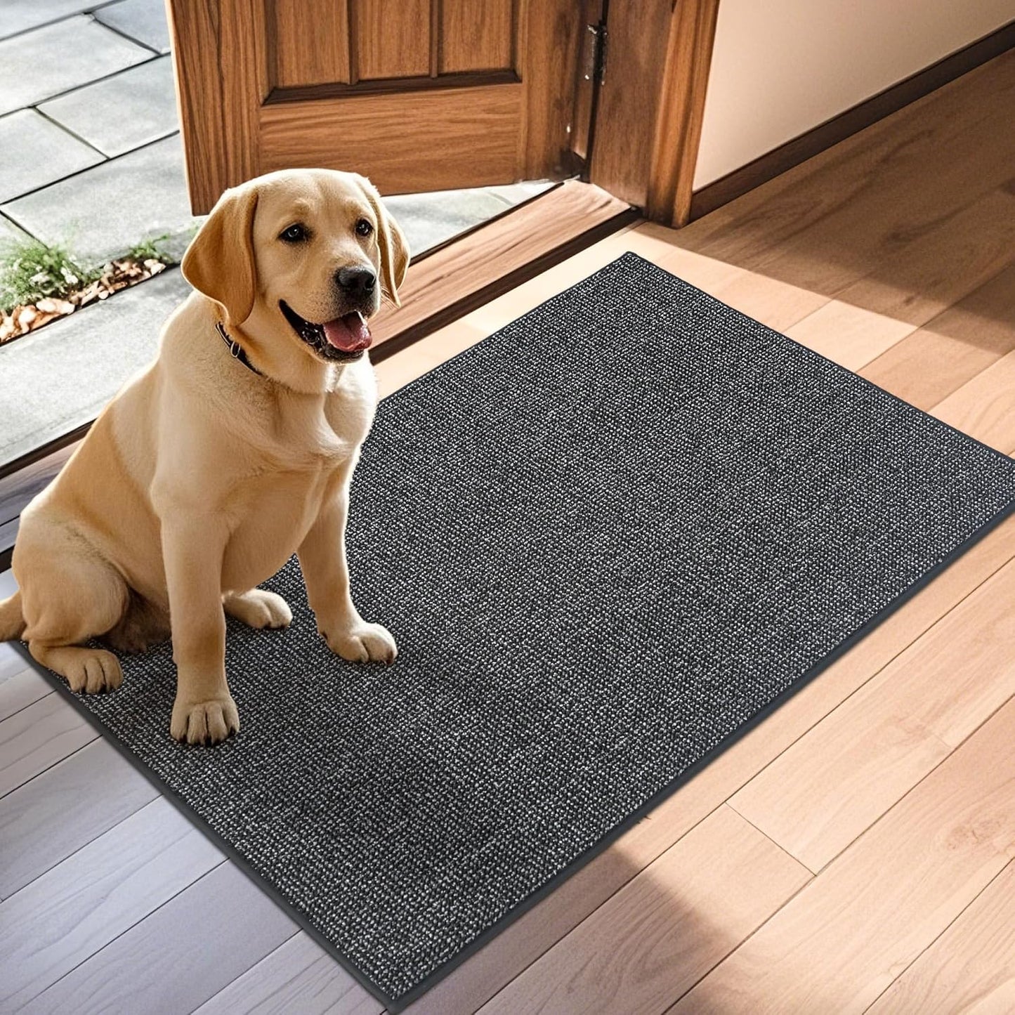 JSEI Dirt Trapper Door Mat 32"x48" Non-Slip Washable Entrance Mat, Dog Doormats, Absorbent &