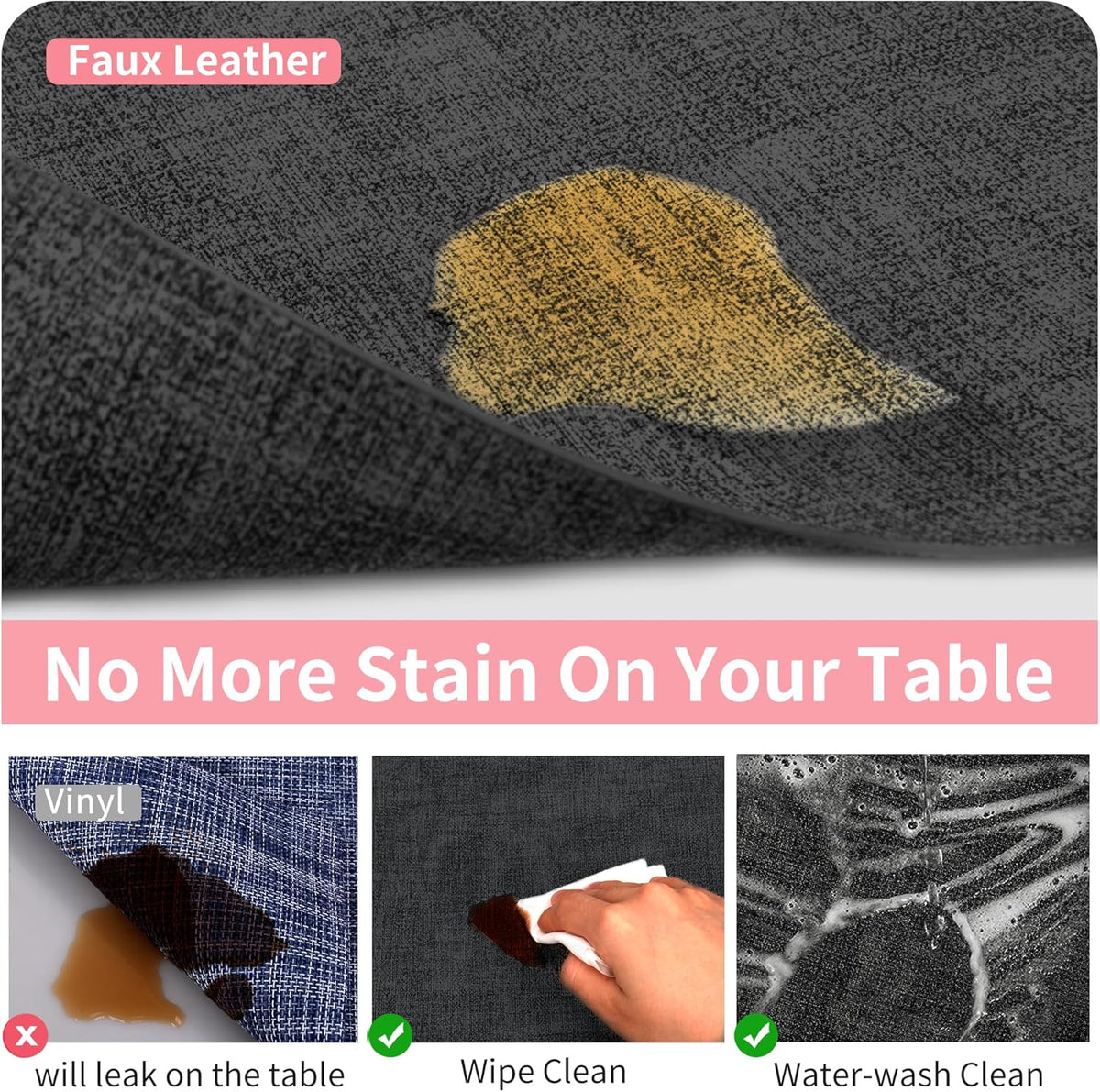 Maxpearl Faux Leather Placemats Set of 4, Waterproof - Wipe Clean - Heat Resistant - Anti Slip