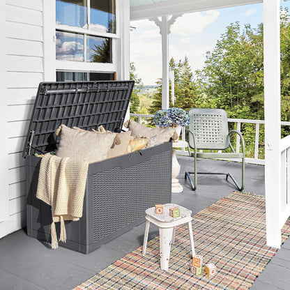 Devoko 97 Gallon Deck Box, Waterproof Resin Outdoor Storage Box for Outside and Patio, Large