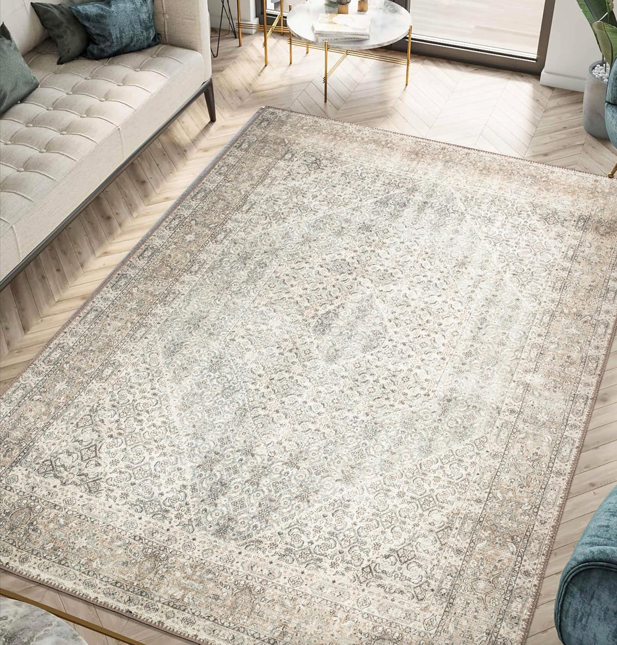 Keen Home Design 4x6 Rug - Machine Washable Area Rug with Non-Slip Backing, Ideal for Living Room
