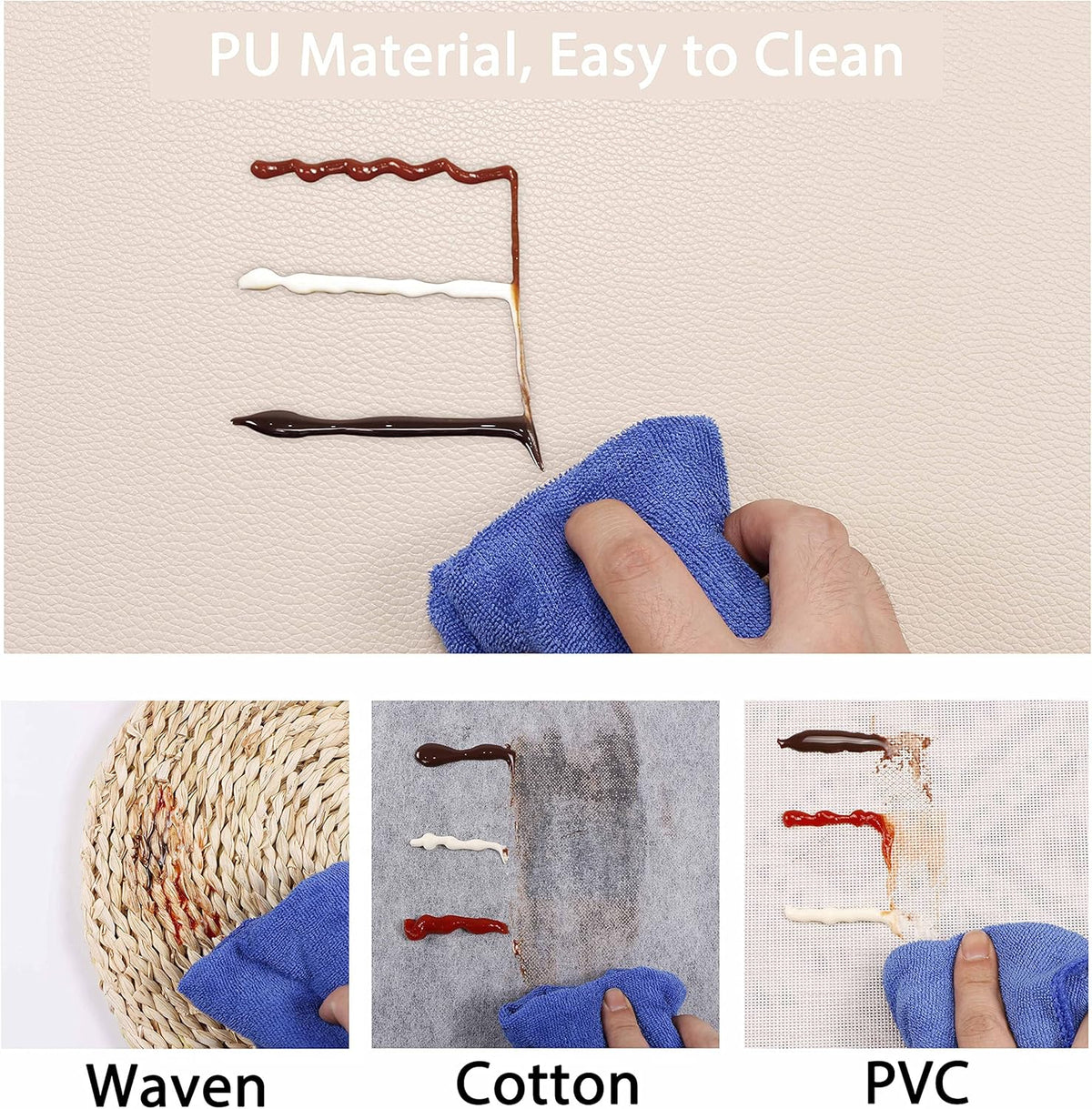 Set of 4 Faux Leather Placemats, PU Table Mats, Waterproof, Stain Resistant, Heat Resistant