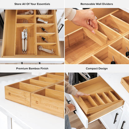 Premium Kitchen Utensils and Junk Drawer Organizer – Small 5-Compartment Design with 4 Removable