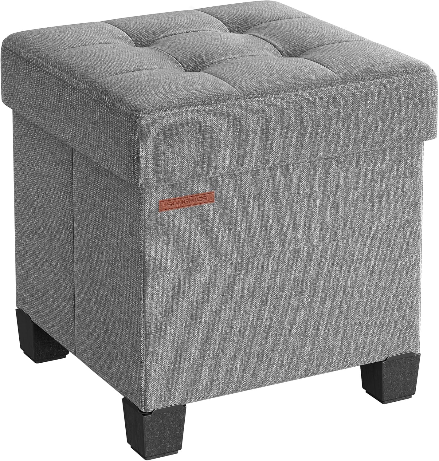 SONGMICS Storage Ottoman, Small Ottoman Foot Rest with Legs, 15 x 15 x 15.7 Inches Foot Stool, Load