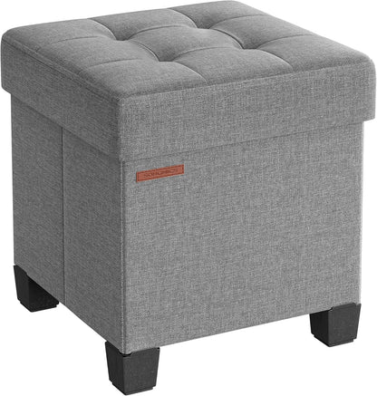 SONGMICS Storage Ottoman, Small Ottoman Foot Rest with Legs, 15 x 15 x 15.7 Inches Foot Stool, Load