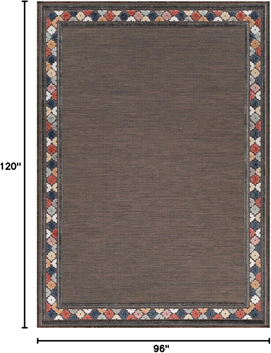 Beverly Rug Outdoor Rug 8x10 Modern Bordered Area Rugs for Indoor and Outdoor Patio Easy to Clean