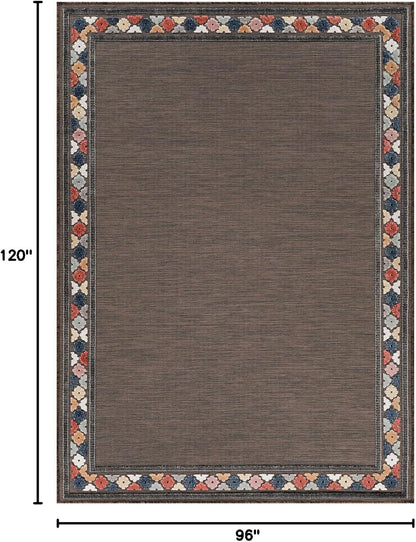 Beverly Rug Outdoor Rug 8x10 Modern Bordered Area Rugs for Indoor and Outdoor Patio Easy to Clean
