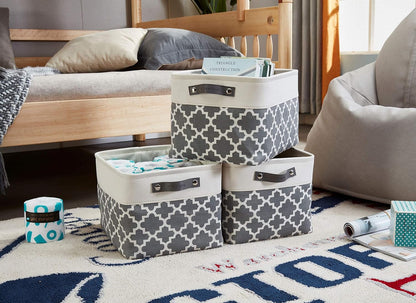 DECOMOMO Grey Storage Bins Fabric Storage Baskets for Shelves, Linen Closet Organization Toys